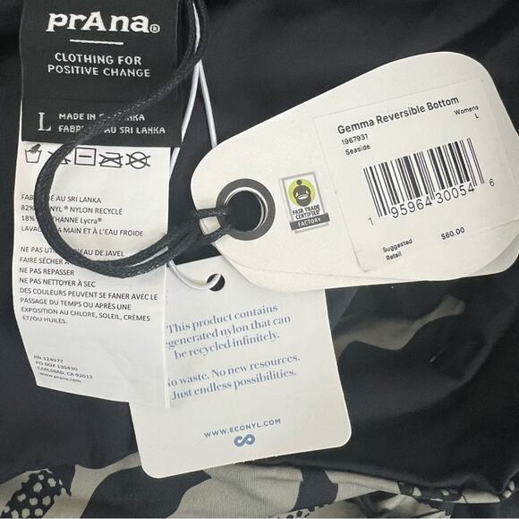 Prana Gemma Reversible Bottom Seaside black olive green coral kelp print - Picture 5 of 5